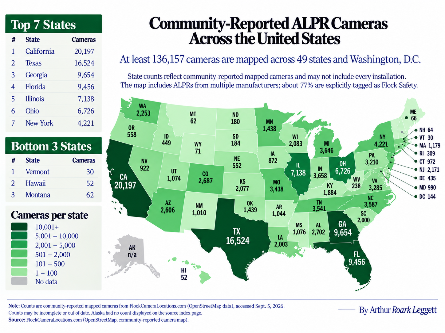 Community reported ALPR map infographic.